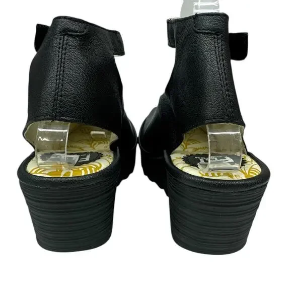 Fly Yala Peep Toe Leather Wedge Sandals Women's size 9 - Picture 5 of 8